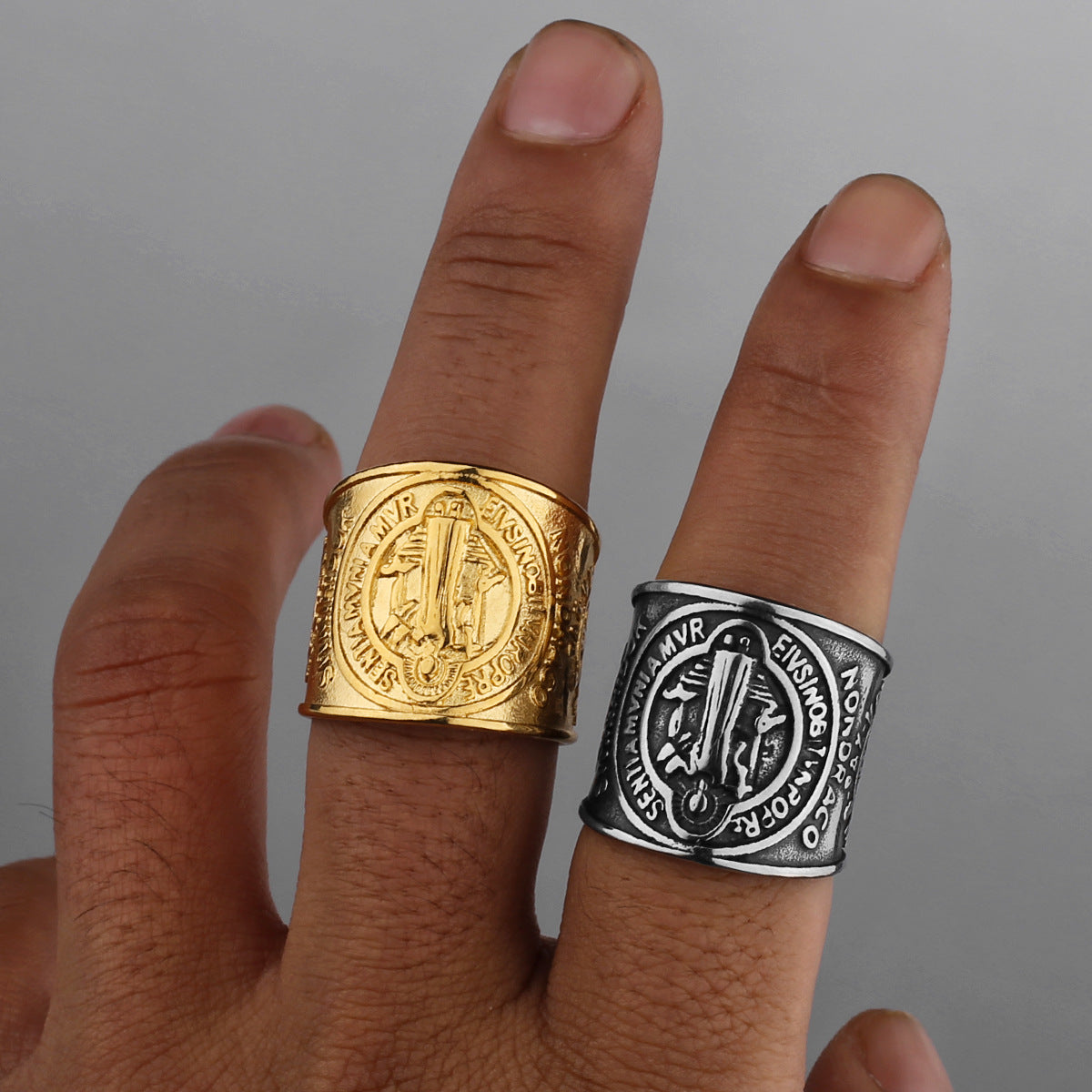 Saint-Benedict Exorcist Wide-Band Ring
