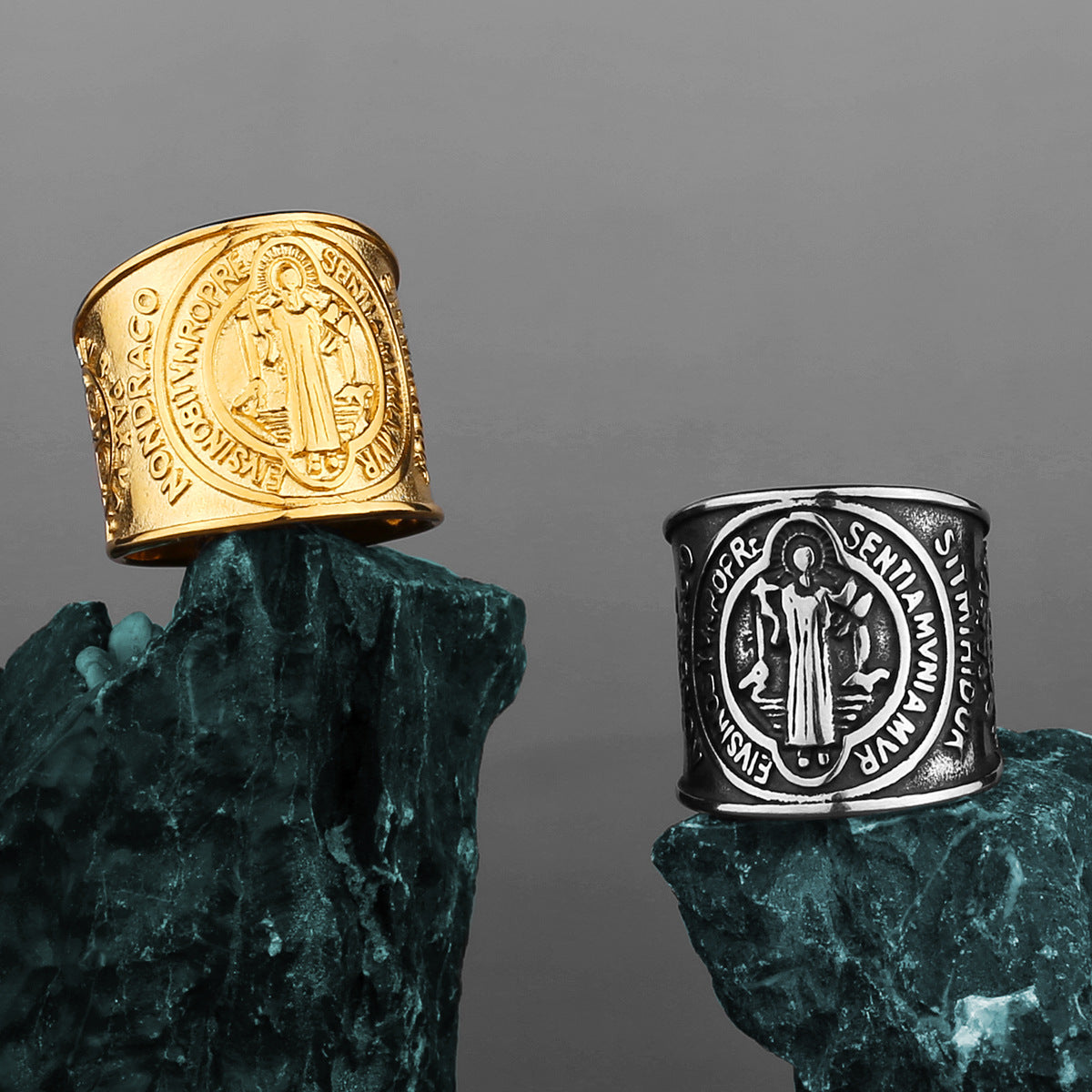 Saint-Benedict Exorcist Wide-Band Ring