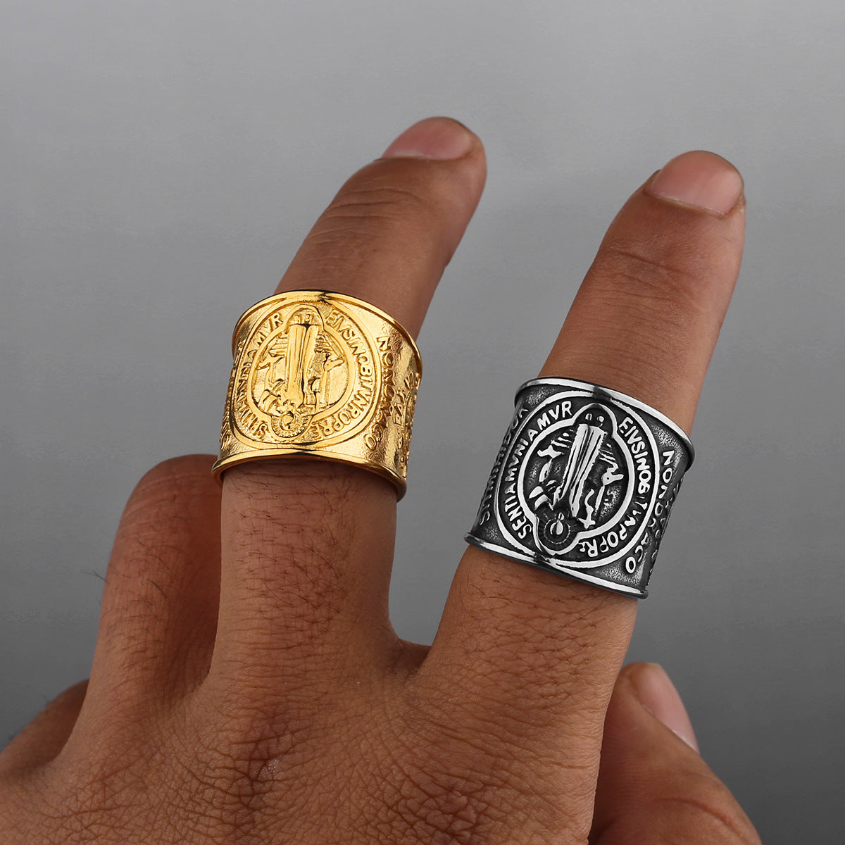 Saint-Benedict Exorcist Wide-Band Ring