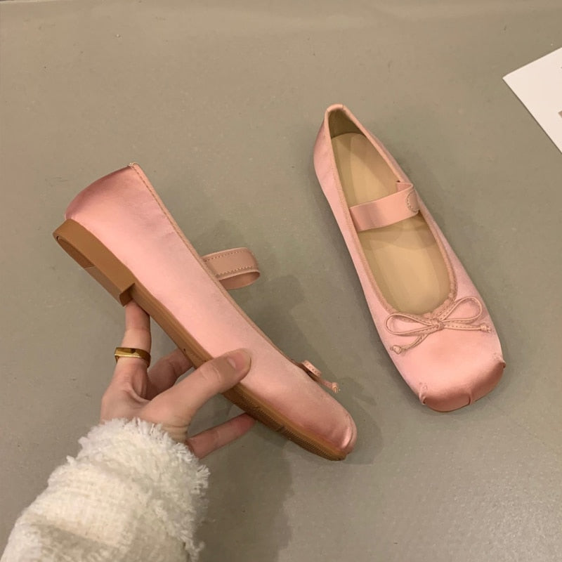 Sasha Satin Silk Ballet Flats - Pink/37 - SALE