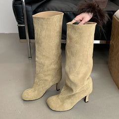 Savannah Round Toe Knee-High Faux Suede Boots