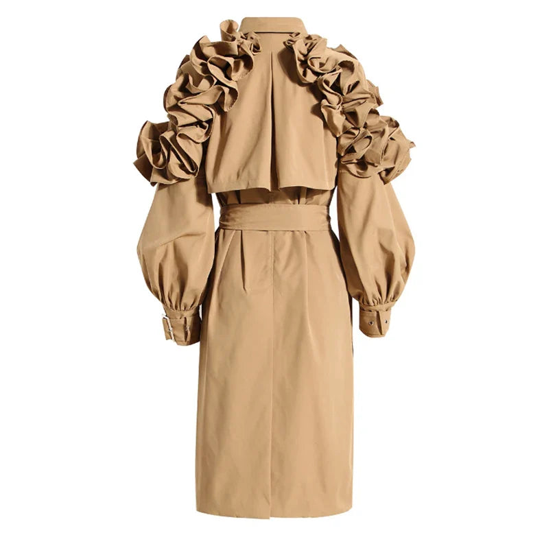 Octavia Ruffle Applique Trench Coats