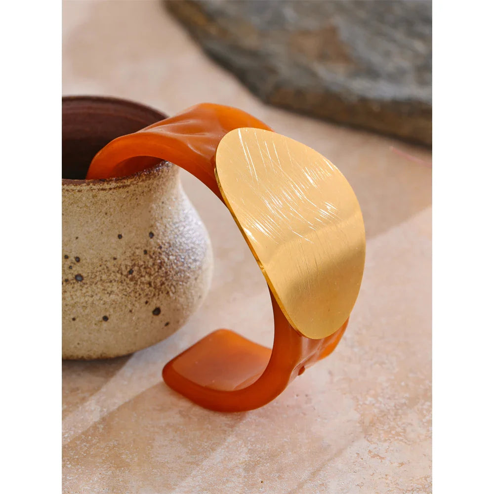 Cara Resin & Gold Sculptural Cuff Bracelet