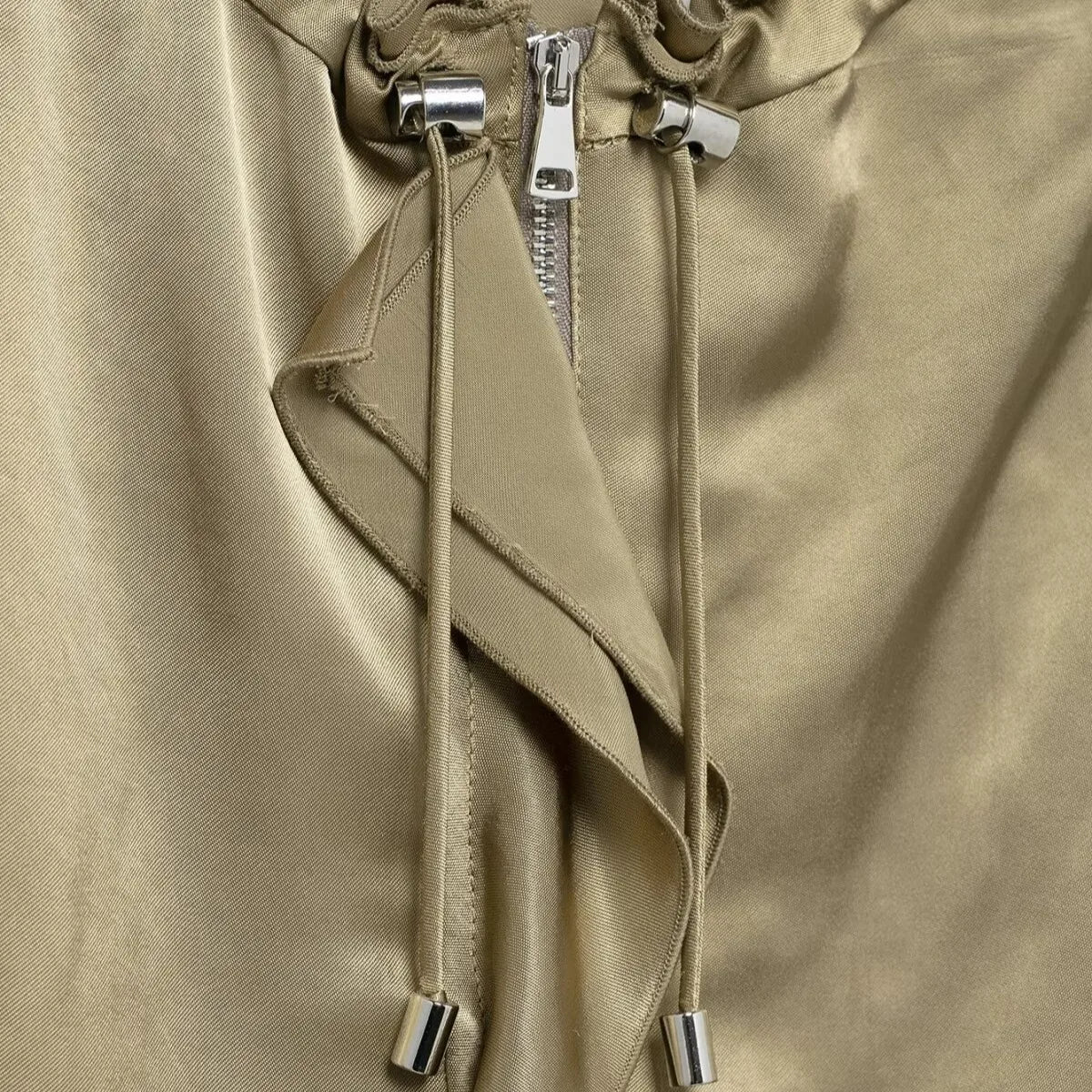 Yelena Satin Ruffle Bomber Jacket