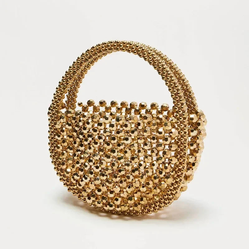 Margot Metallic Beaded Half-moon Mini Tote