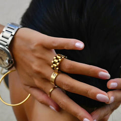 Raya Chunky Titanium Steel Band Rings