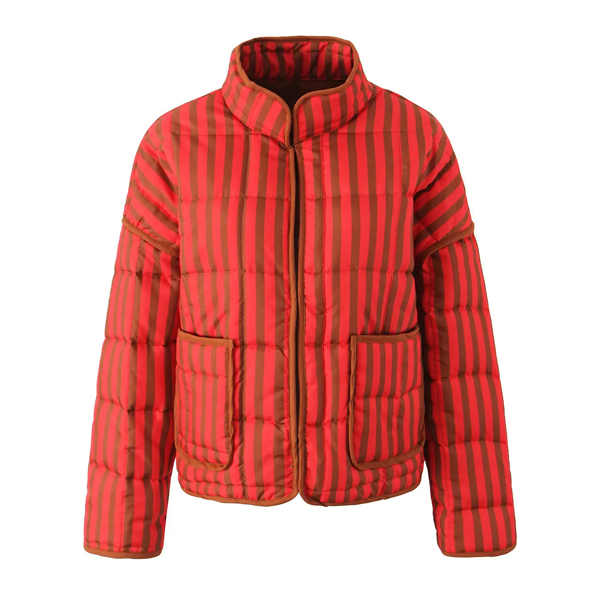 Esa Orange Red Stripe Quilted Jacket