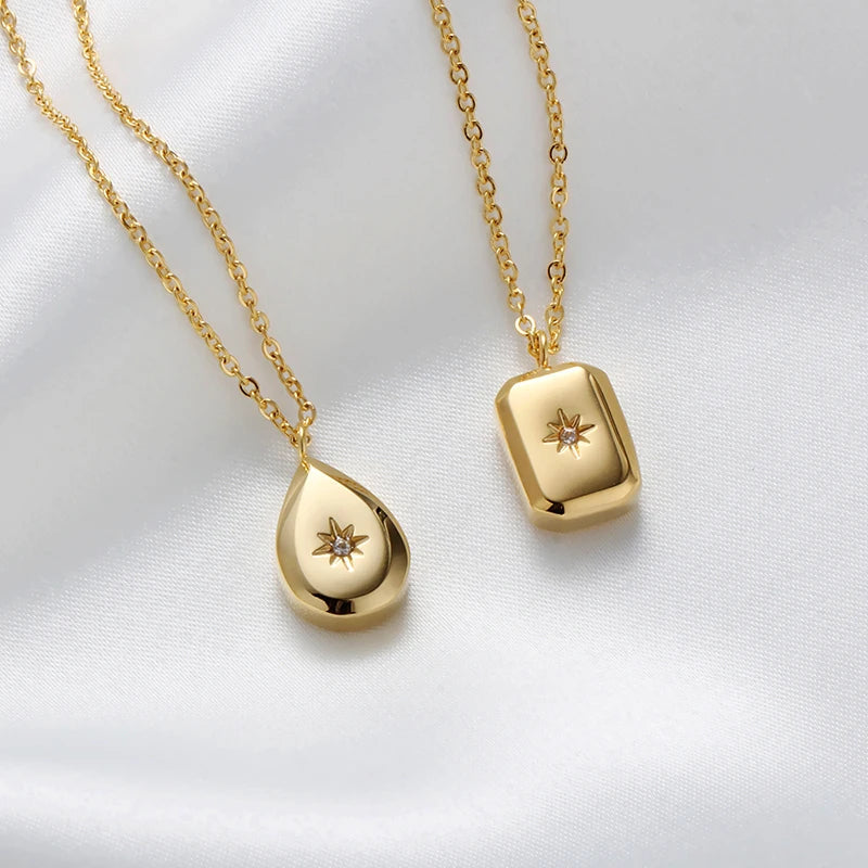 Cubic Zirconia Starburst Geometric Pendant Necklace