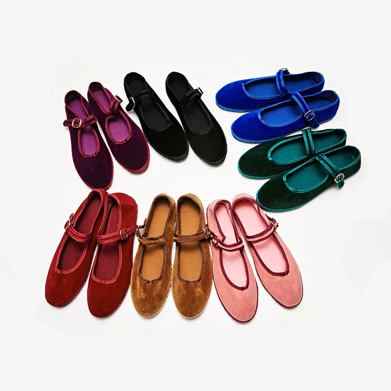 Sobia Velour Color Block Trim Ballet Flats