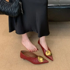 Luna Soft Leather Flats with Gold Disc