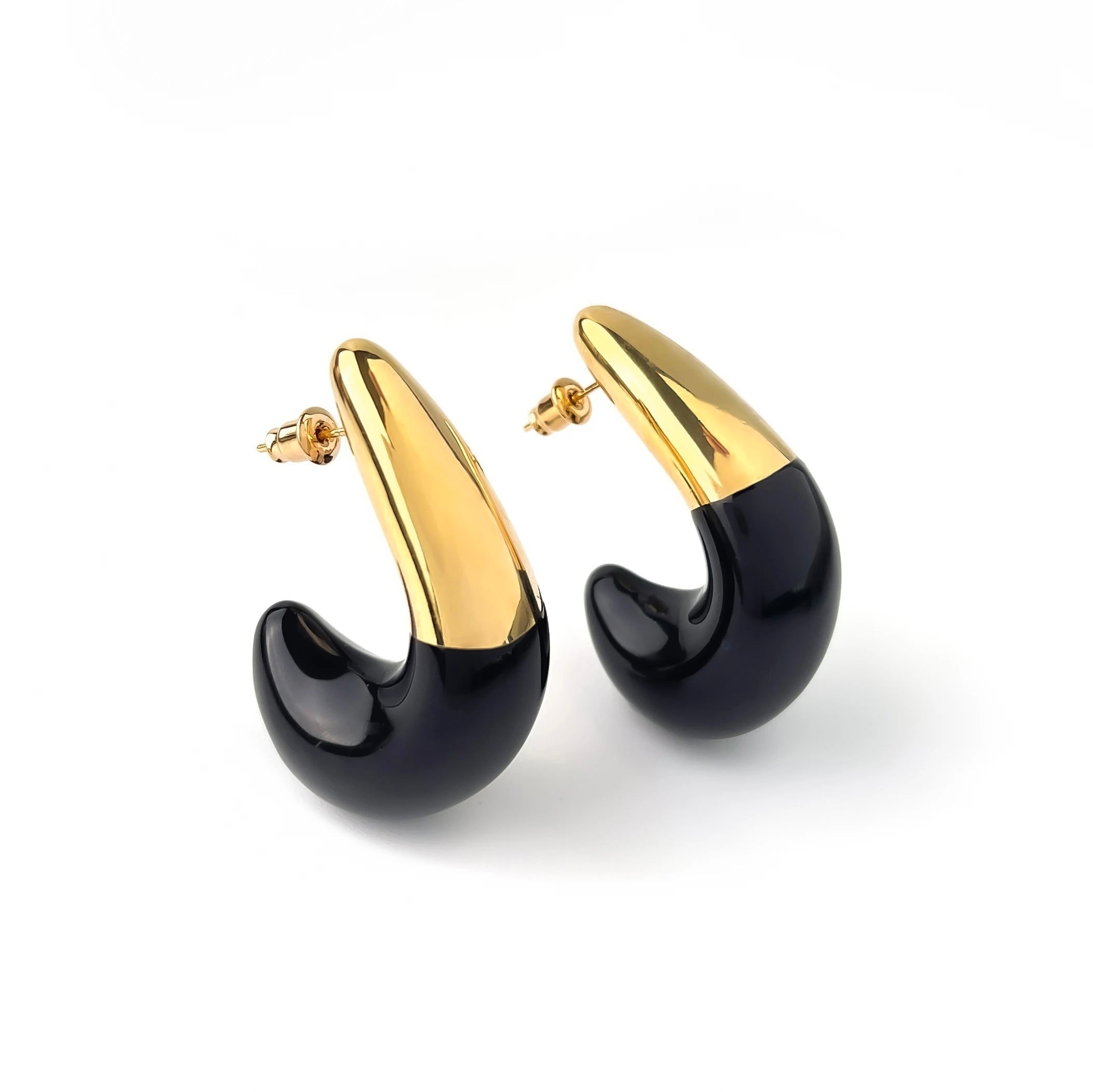 Noma Two Tone Enamel Tusk Stud Earrings
