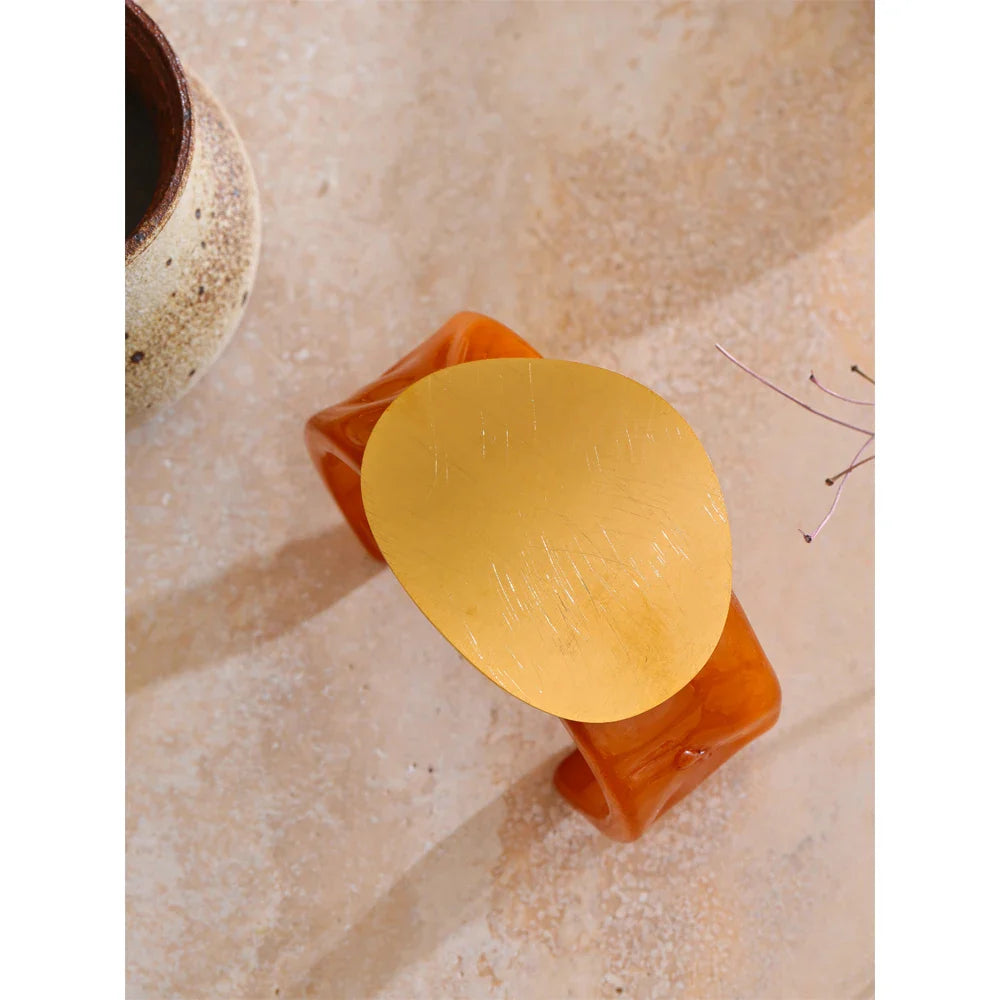 Cara Resin & Gold Sculptural Cuff Bracelet
