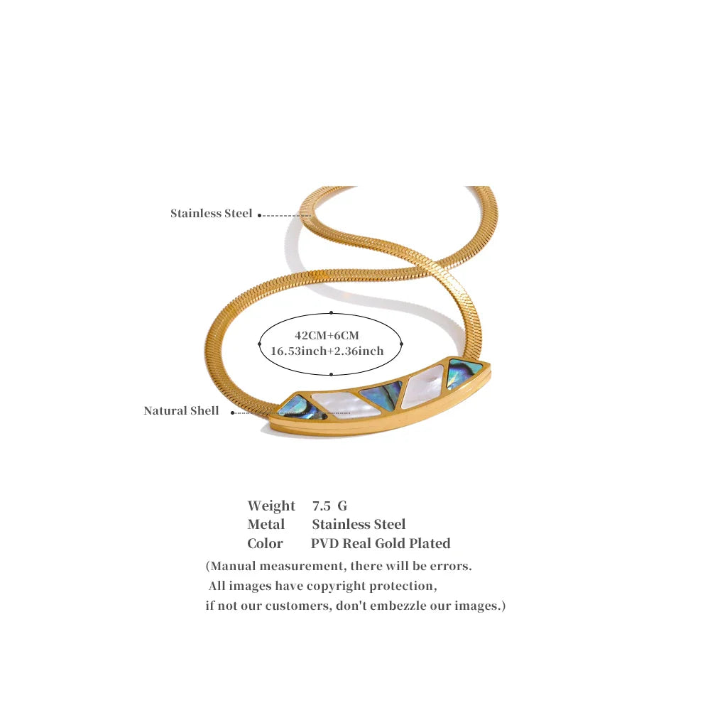 Geometric Shell Pendant Collar Necklace