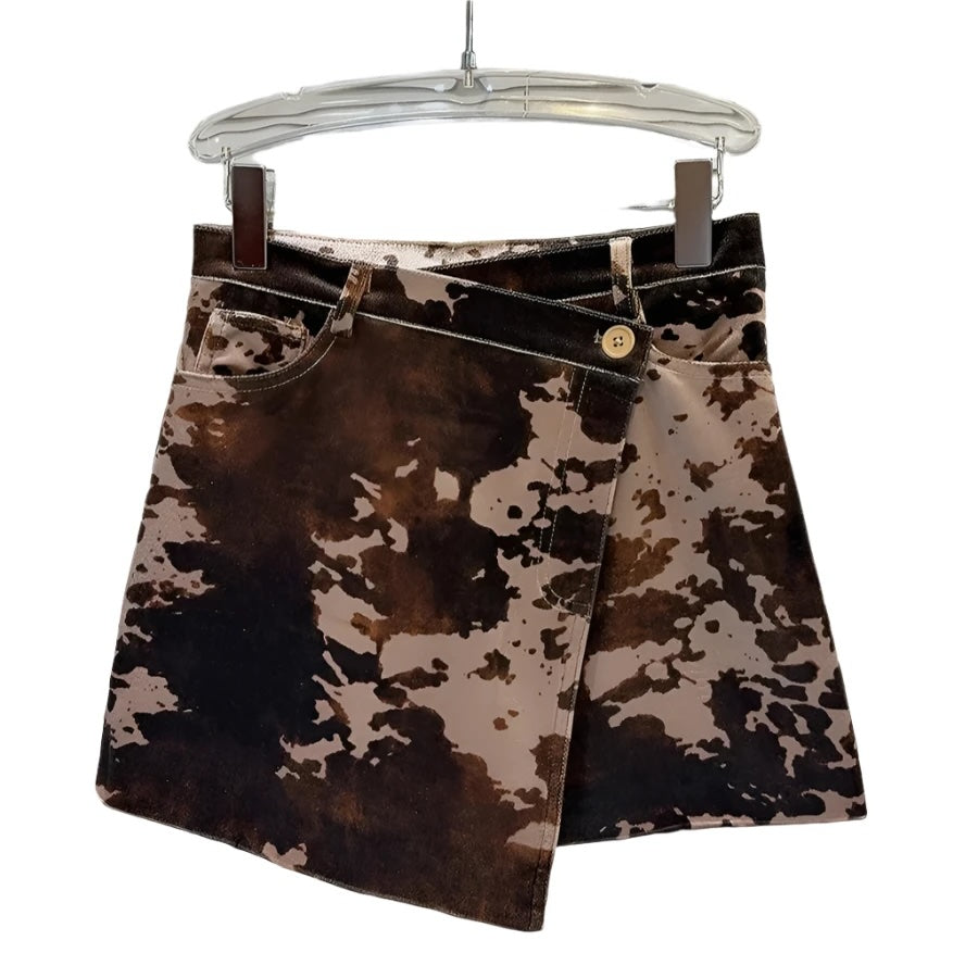Paloma Cowhide Prints Velour Wrap Mini Skirts