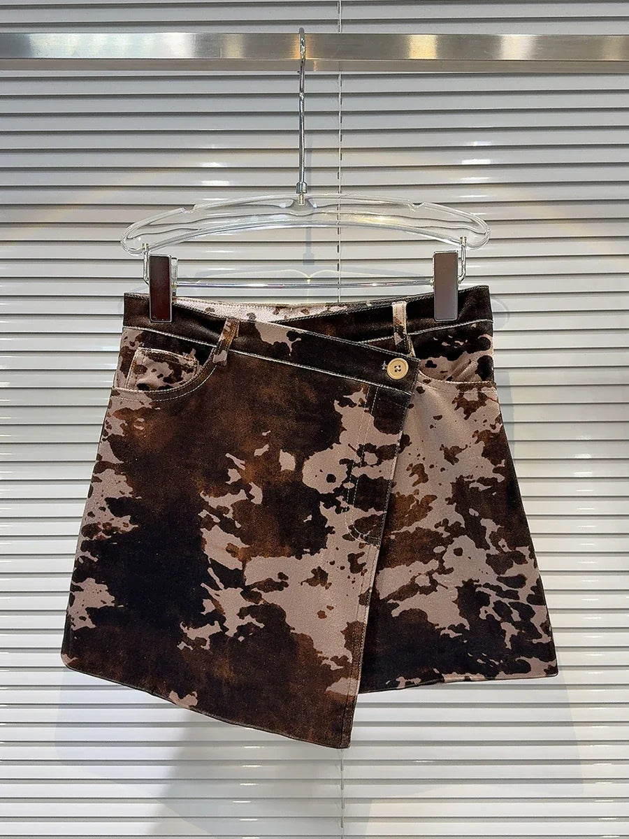 Paloma Cowhide Prints Velour Wrap Mini Skirts - S/US XS - SALE