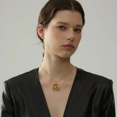 Gold Spiral Medallion Pendant Necklace