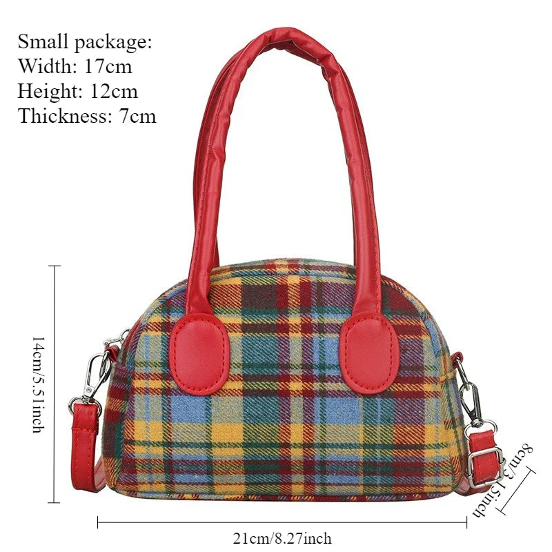 Julia Flannel Plaid Mini Bowling Bag