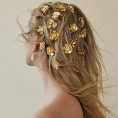 Amanda Rhinestone Flower Hairpins- 4PCS