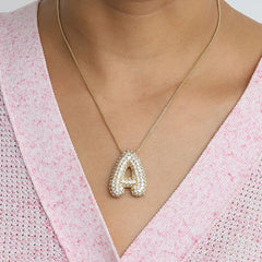 CZ Zircon Alphabet Letter Necklace