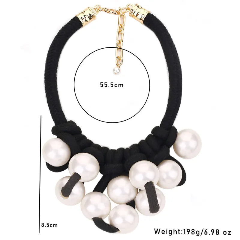 Morgana Pearl and Knot Statement Bib Necklace