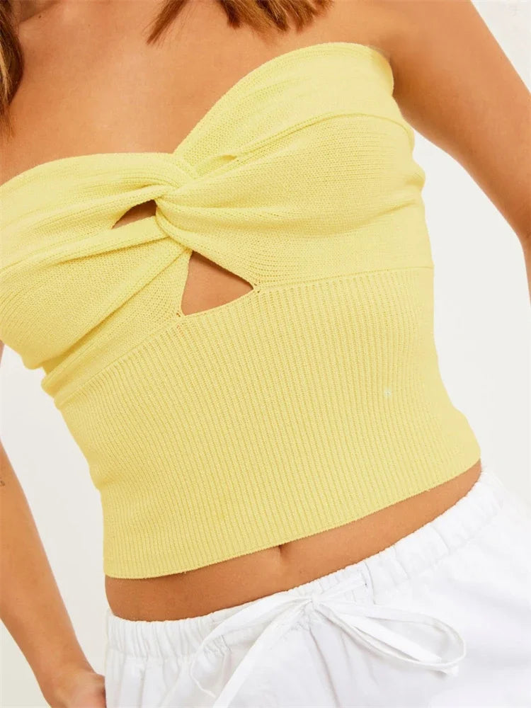 Josh Twisted Knot Knit Mermaid Tube Tops