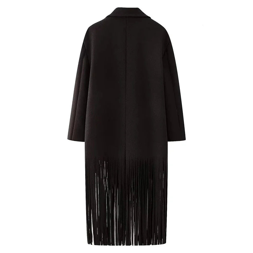 Norma Long Tassel Hem Maxi Coat