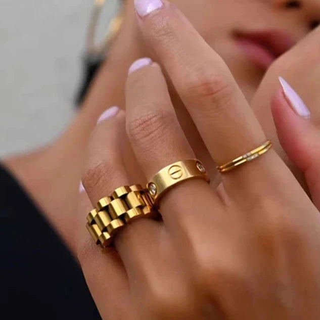 Raya Chunky Titanium Steel Band Rings
