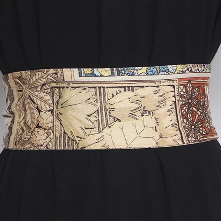 Elegant Vintage Print Sash Belt