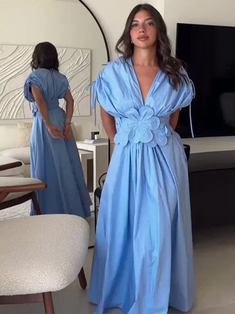 Sofia Flower Applique Maxi Dress