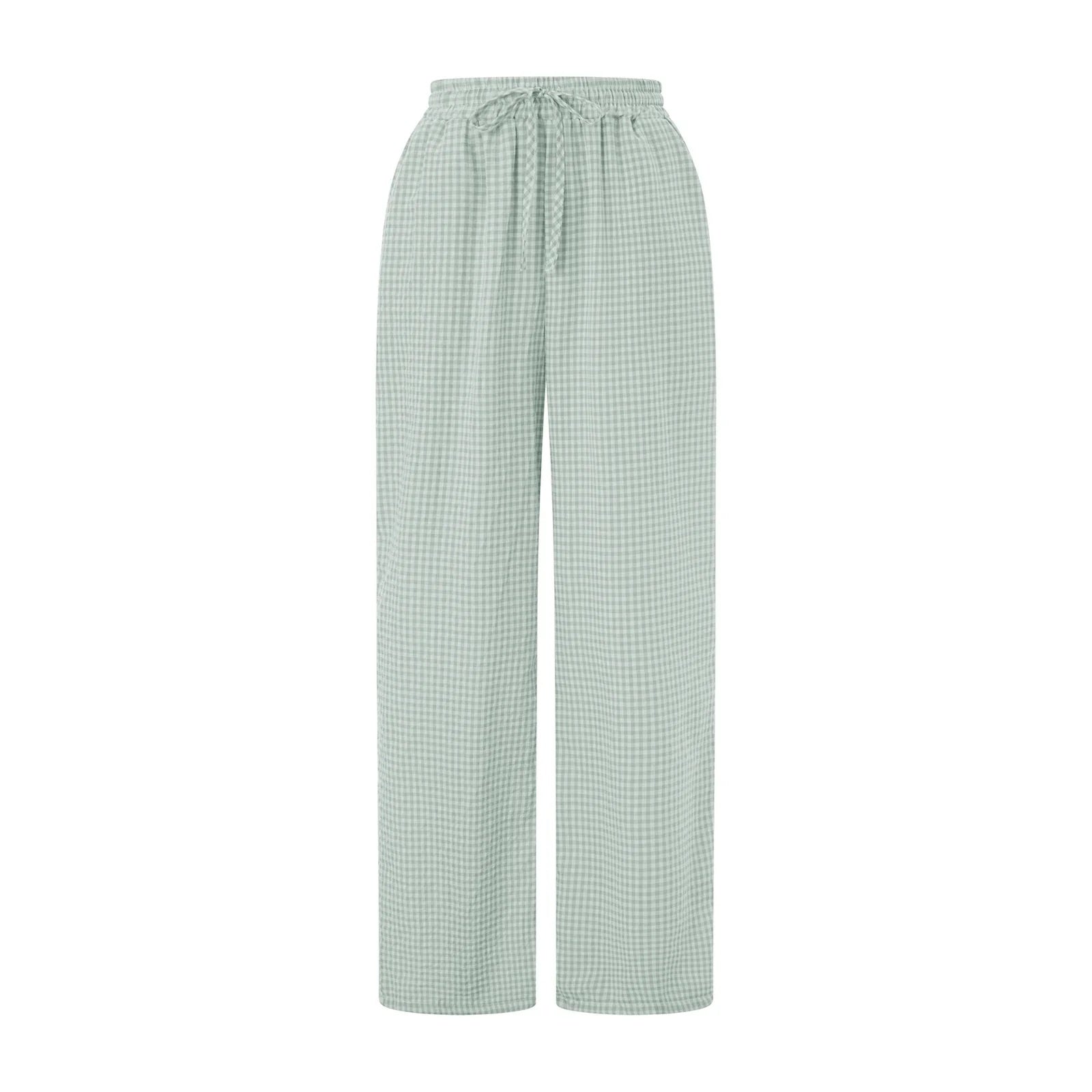Harper Pin Check Casual Drawstring Pants