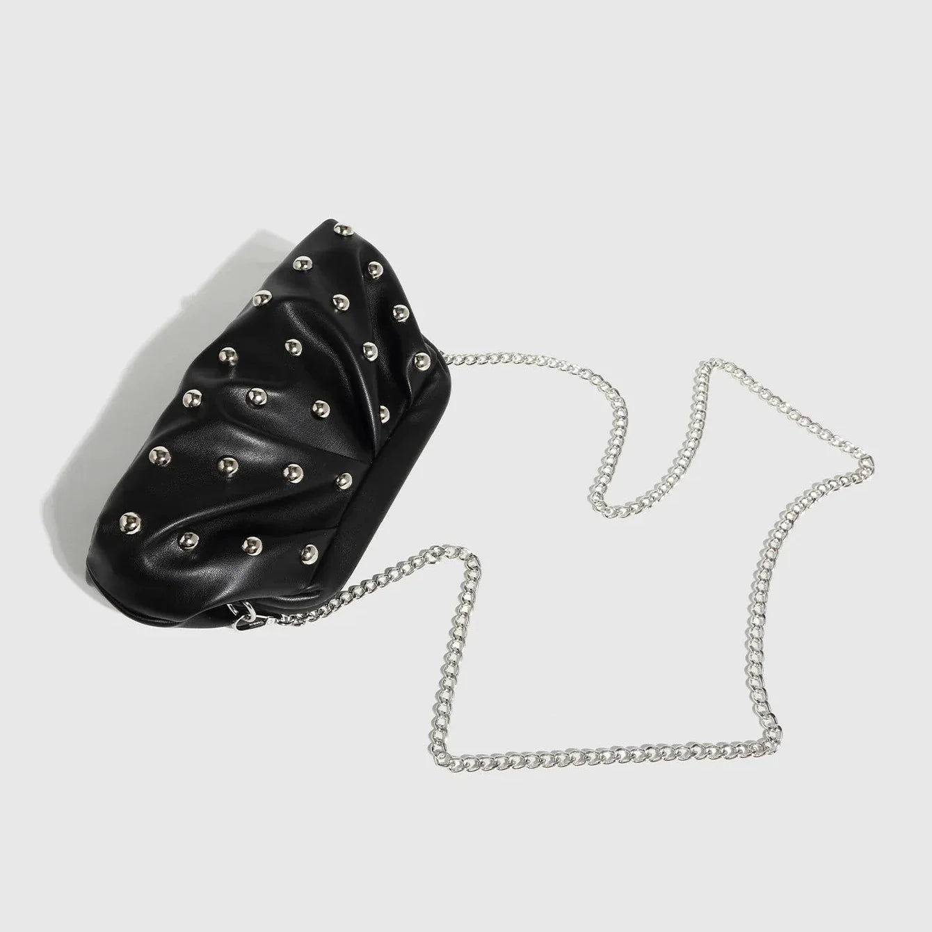 Valentina Chic Vegan Leather Studded Clutch Bag