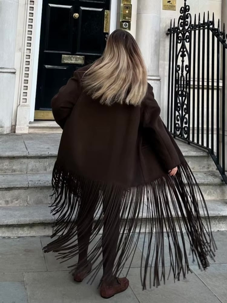 Norma Long Tassel Hem Maxi Coat