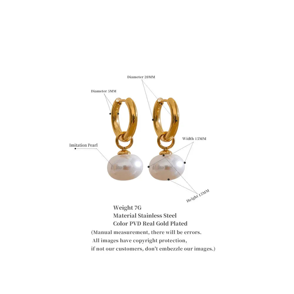 Miho Pearls Drop Golden  Hoop Earrings