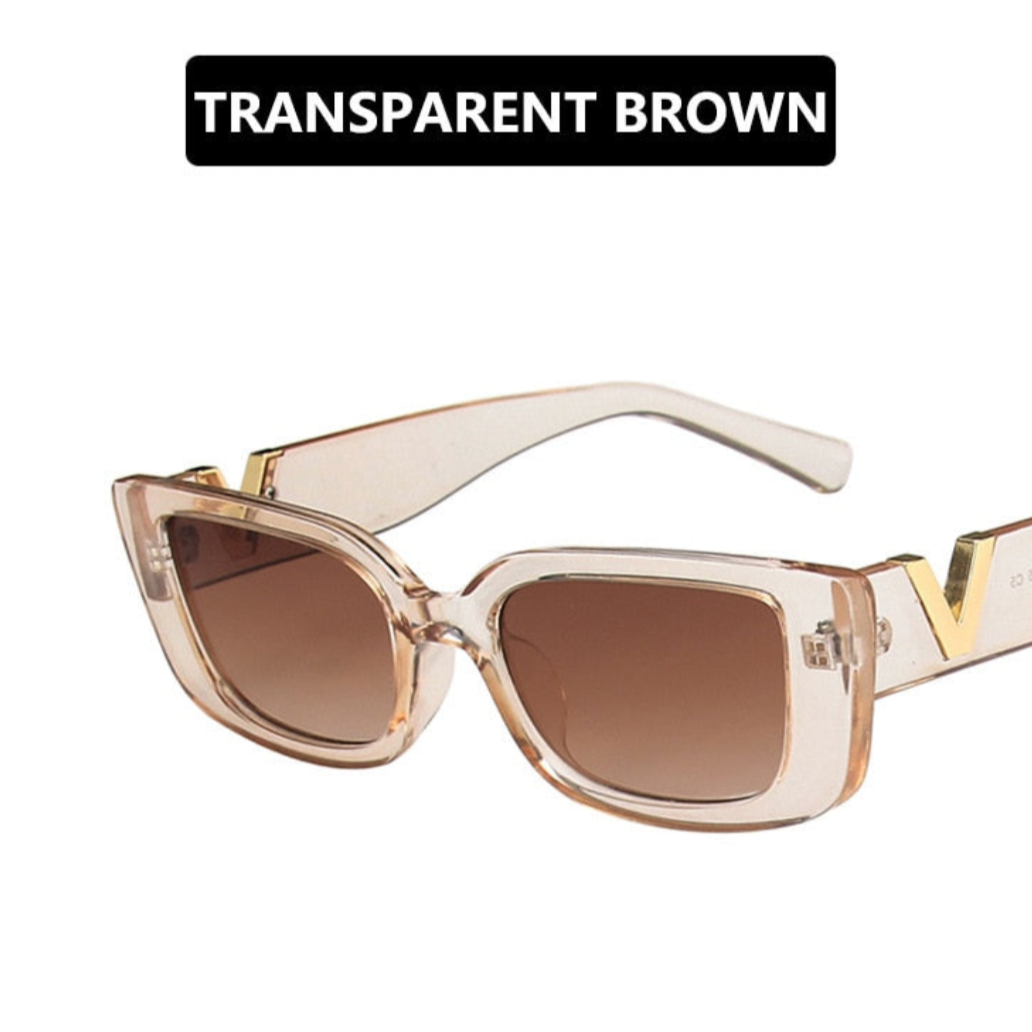 Mira V Embossed Rectangle Sunglasses