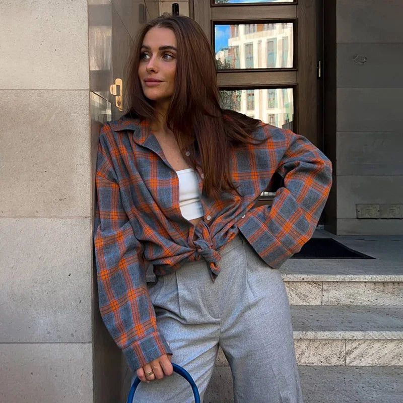 Clri Oversized Plaid Shirts