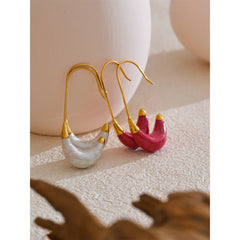 Olana Enamel U Shape Hoop Earrings