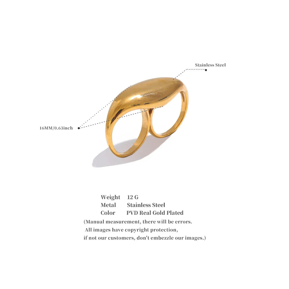 Double Finger Cross Over Pebble Ring