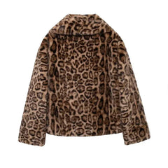 Sonya Big Lapel Faux Fur Leopard Coat