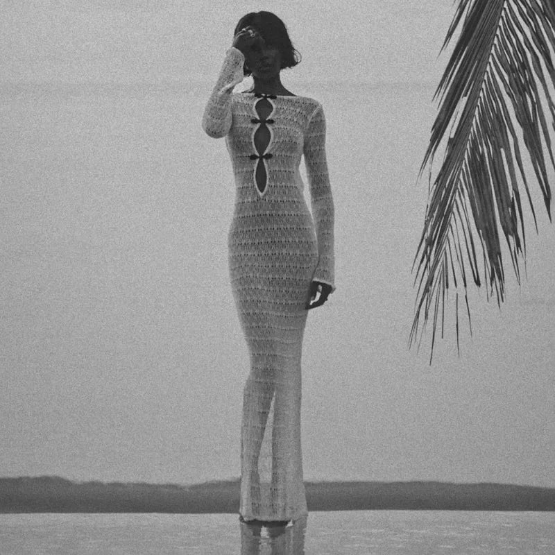 Jolene Crochet Lace Maxi Halter Dress