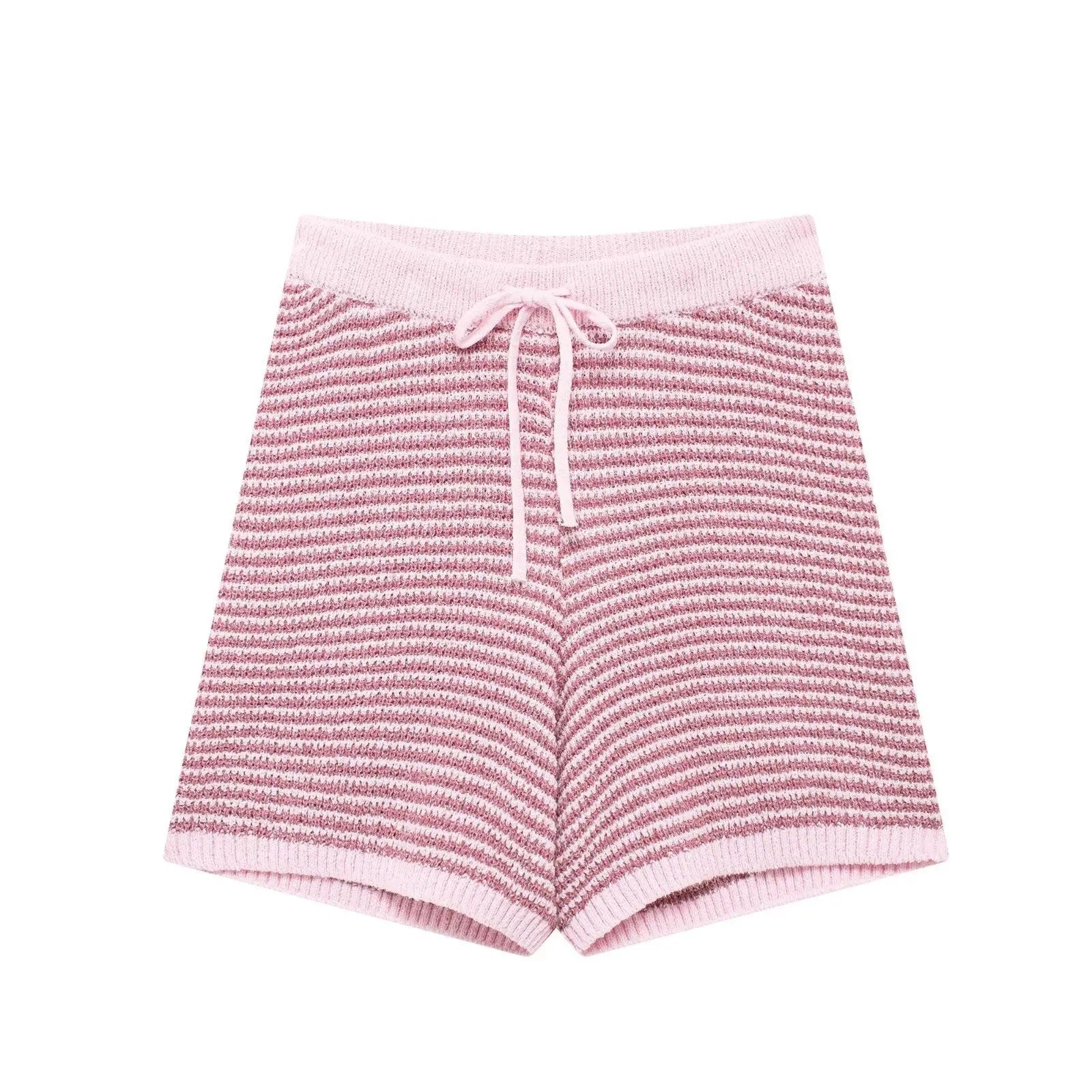 Aluna Retro Pinstripe Shirts and Shorts Knit Suit