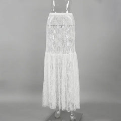 Flavia Lace Mesh Maxi Flare Skirt