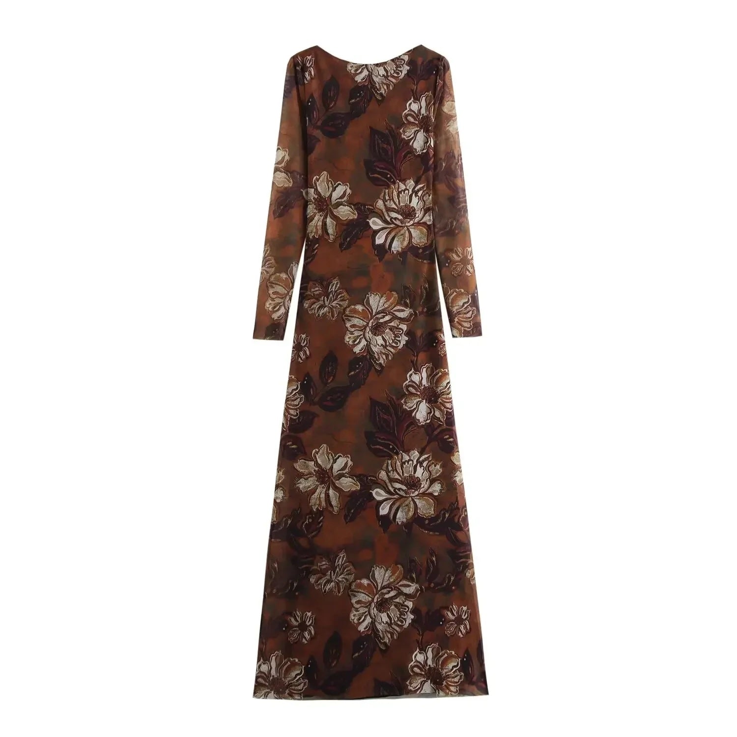 Anais Vintage Flower Printed Mesh Bodycon Dress