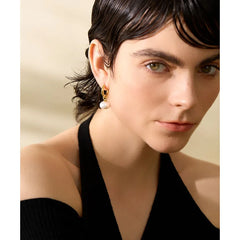 Miho Pearls Drop Golden  Hoop Earrings