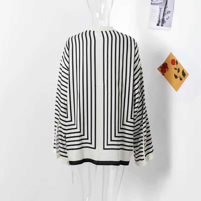Ellia Oversized Stripe Shirt Blouse