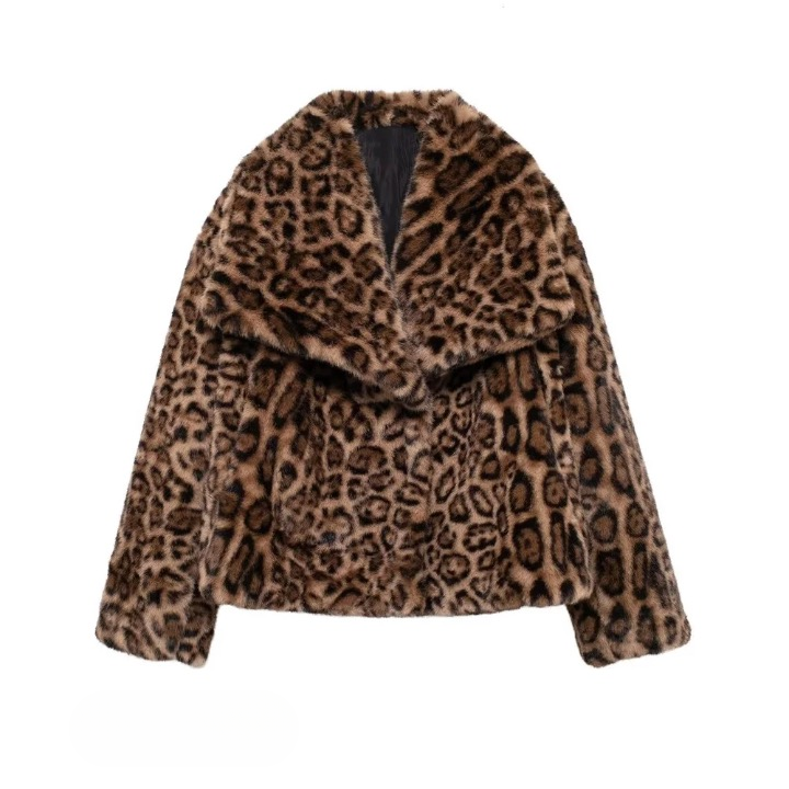 Sonya Big Lapel Faux Fur Leopard Coat