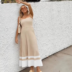 Fila Spaghetti Strap Ribbed Knit Maxi Dress