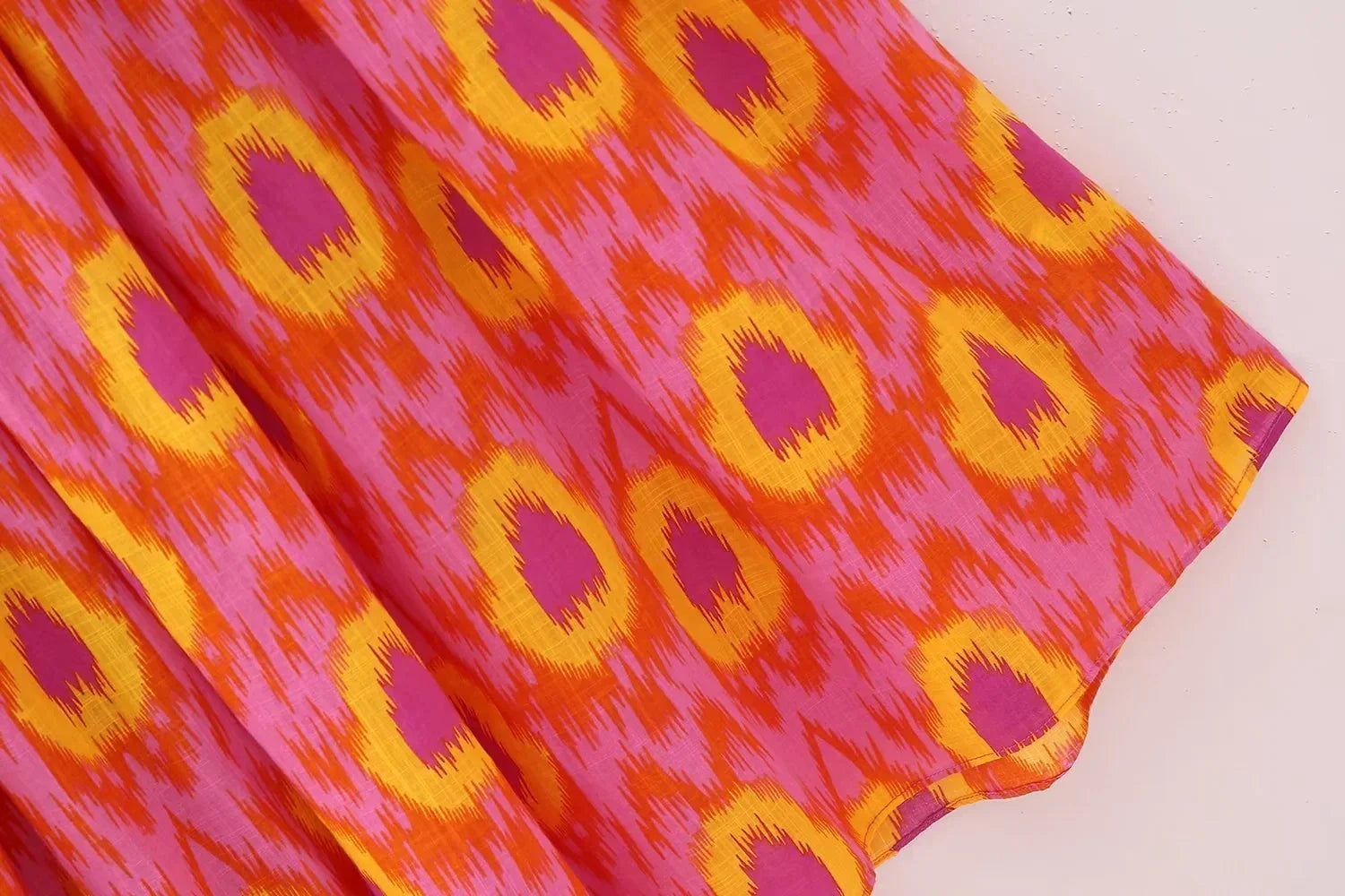 Kyra Printed Off the Shoulder Shirring Dress