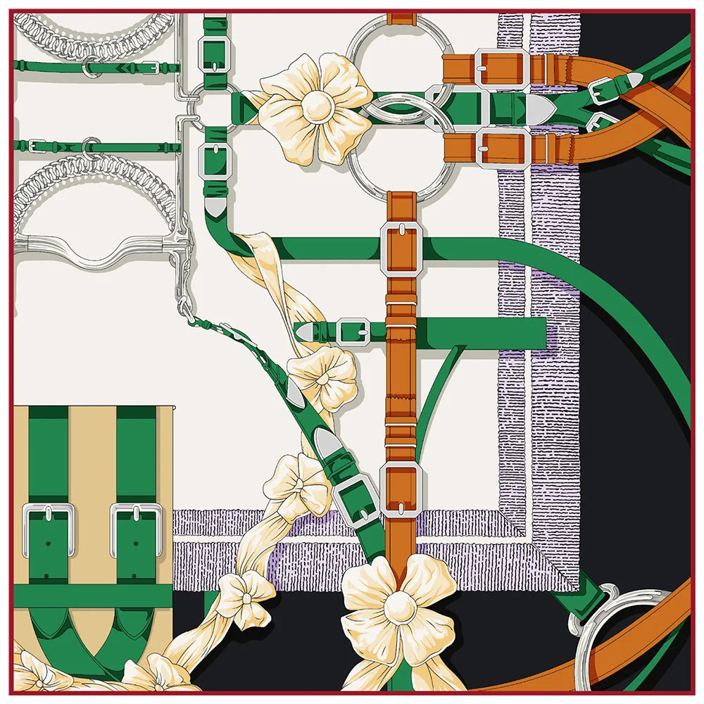 Luxe Flower Belt Print Square Scarves, 90cm