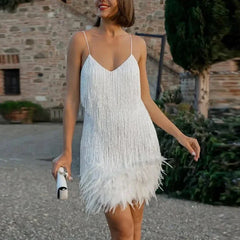 Teressa Feather Tassel Sequin Mini Dress
