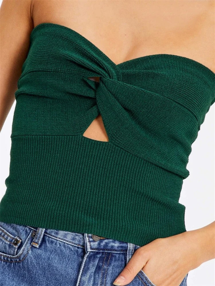 Josh Twisted Knot Knit Mermaid Tube Tops